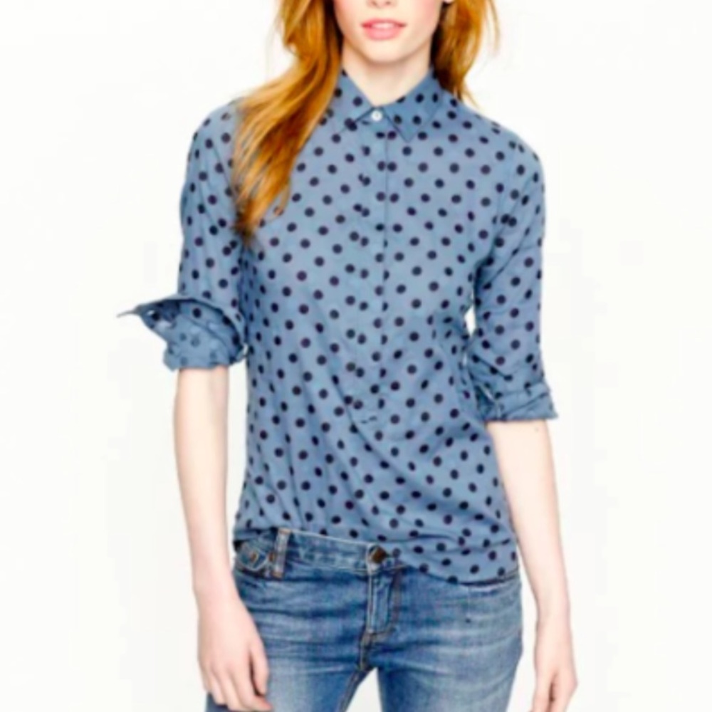 Jcrew Jacquard polka dot popover shirt
